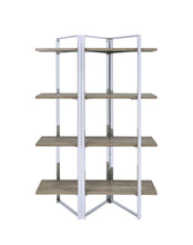 Load image into Gallery viewer, Four Tier Etagere Bookcase - Natural / Silver