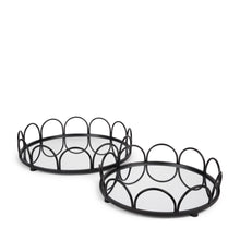 Load image into Gallery viewer, Metal Mirrored Glass Vanity Trays (Set of 2) - Black / Silver