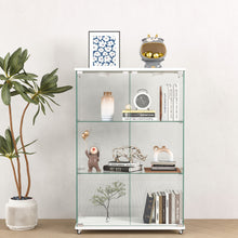 Load image into Gallery viewer, Modern Display Cabinet With LED Lights, Transparent Tempered Glass 2 Door Storage Case With 3 Shelves