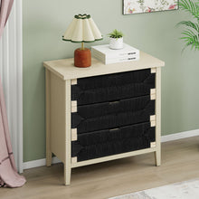 Load image into Gallery viewer, 3 Drawer Buffet Sideboard With Adjustable Shelves, Storage Cabinet With Natural Seaweed Decor Doors For Living Room Kitchen Entryway - Natural
