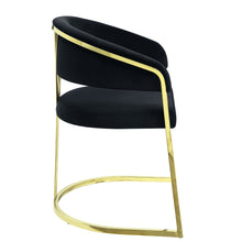 Load image into Gallery viewer, Upholstered Velvet Partially Open Back Dining Side Chair - Black