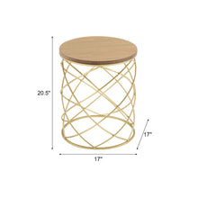 Load image into Gallery viewer, Contemporary Golden Side Table With Top And Metal Frame - Natural / Gold