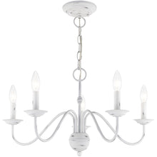 Load image into Gallery viewer, 13" Five Light Dimmable Chandelier With Shades - Antiqued White