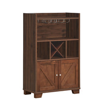 Load image into Gallery viewer, Farmhouse Style Monita Wine Cabinet With Storage Space - Walnut