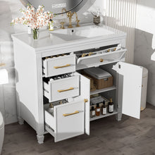 Load image into Gallery viewer, Modern Bathroom Vanity With Ceramic Sink, Freestanding, One Tip Out Drawer, 3 Side Drawers, Adjustable Shelf