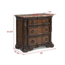 Load image into Gallery viewer, Nightstand, 3 Drawers - Brown / Coffee