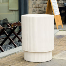 Load image into Gallery viewer, Handmade Side Table With Ribbed Design For Indoor And Outdoor Use - White