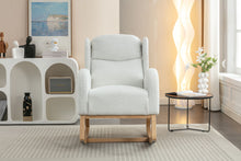 Load image into Gallery viewer, Teddy Fabric Rocking Chair With Packet Wood Legs - Ivory