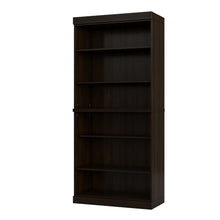 Load image into Gallery viewer, Adjustable Six Tier Library Bookcase - Espresso