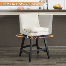 Load image into Gallery viewer, Upholstered Swivel Bar Stools With Ergonomic Design (Set of 2) - Cream White