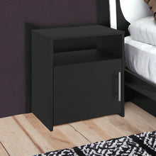 Load image into Gallery viewer, 19.9" x 13.4" x 23.1" Faux Wood Nightstand With Storage - Black