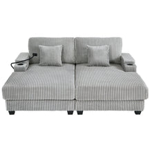 Load image into Gallery viewer, Modern Chaise Sofa With Adjustable Backrest, Cup Holders, Phone Holder & Storage Compartments For Living Room