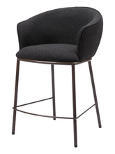 Load image into Gallery viewer, 26" Shearling And Steel Counter Height Bar Chair - Black / Bronze