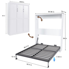 Load image into Gallery viewer, Queen Murphy Bed, Foldable Wall Bed, Space Saving Design For Bedrooms - White