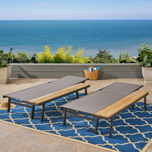 Load image into Gallery viewer, Waterloo - Chaise Lounge With Attached Wood Side Table (Set of 2) Adjustable Eucalyptus Wood And - Gray / Black