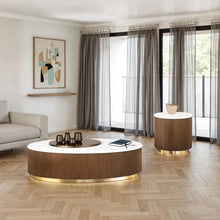 Load image into Gallery viewer, Oval Cocktail Table - Brown / Gold / White