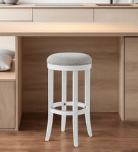 Load image into Gallery viewer, Solid Wood Swivel Backless Bar Height Chair With Footrest 30" - Gray And Antiqued White