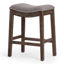 Load image into Gallery viewer, Wood Fabric And Solid Wood Backless Counter Height Bar Chair - Taupe / Brown