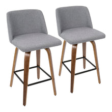 Load image into Gallery viewer, Toriano - Mid Century Modern Fixed Height Counter Stool & Square Footrest (Set of 2)