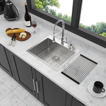 Load image into Gallery viewer, Drop In Kitchen Sink, 16 Gauge Stainless Steel, Single Bowl, Topmount Basin