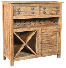 Load image into Gallery viewer, Rustic Solid Wood 2 Door Wine Bar Cabinet - Natural