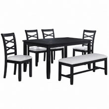 Load image into Gallery viewer, Dining Set 6 Piece With Table And Upholstered X Back Chairs - Charcoal