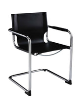 Load image into Gallery viewer, Leather Dining Arm Chairs (Set of 2) - Black / Silver