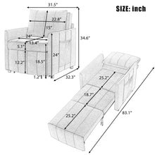 Load image into Gallery viewer, Upholstered Convertible Sleeper Sofa With 5 Position Backrest, Side Pockets, Storage