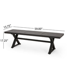 Load image into Gallery viewer, Modern Aluminum Outdoor Dining Bench With X Base