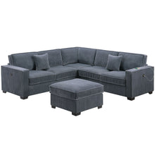 Load image into Gallery viewer, Modern Sectional Set With Cocktail Ottoman