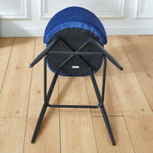 Load image into Gallery viewer, Bar Stool (Set of 2) Modern Counter Bar Height Chair With Back, Sturdy Metal Legs & Footrests, Island Stool For Kitchen Bar - Blue