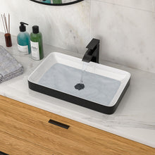 Load image into Gallery viewer, Semi Recessed Bathroom Sink With Vessel Design, Durable Glazed - White / Black
