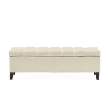 Load image into Gallery viewer, Button Tufted Diamond Stitch Storage Ottoman - Beige