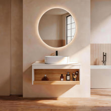 Load image into Gallery viewer, Floating Bathroom Vanity With Glossy Round Vessel Sink