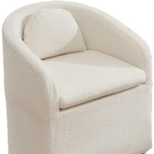 Load image into Gallery viewer, Chenille Wing Back Dining Side Chair With Wheels - Beige