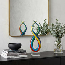 Load image into Gallery viewer, Murano Modern Abstract Tabletop Sculpture (376112) - Clear / Red / Blue