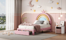 Load image into Gallery viewer, Upholstered Rainbow Design Bed, Princess Platform Bed With Storage Drawer