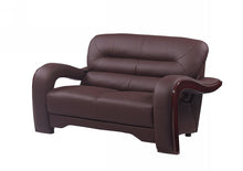 Load image into Gallery viewer, Faux Leather Love Seat - Brown / Dark Brown