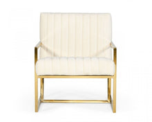 Load image into Gallery viewer, Industrial Velvet Steel Chair - Off White And Gold