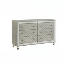 Load image into Gallery viewer, 6 Drawer Bedroom Dresser With Diamond Patterned Drawer Fronts - Silver