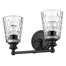 Load image into Gallery viewer, Metal And Pebbled Glass Two Light Wall Light - Black