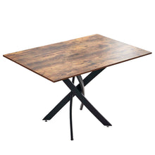 Load image into Gallery viewer, 47" Wood And Metal Cross Leg Base Dining Table - Brown