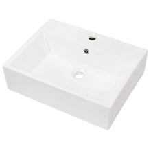 Load image into Gallery viewer, Modern Ceramic Rectangular Wall Mounted Bathroom Sink With Faucet Hole & Overflow