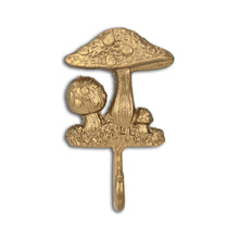 Load image into Gallery viewer, 4" Cast Iron Mushroom Wall Hook - Gold