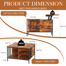 Load image into Gallery viewer, Lift Top Coffee Table With Storage, Adjustable Height Living Room - Black / Brown