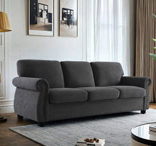 Load image into Gallery viewer, Soft Sofa, Upholstered 3 Seater Couch With High Density Foam, Loose Back Cushions And Turned Legs