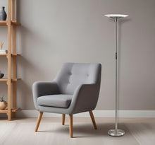 Load image into Gallery viewer, Steel LED Torchiere Floor Lamp With Solid Color Cone Shade - Silver / White
