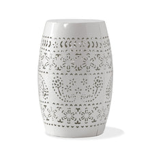 Load image into Gallery viewer, Transitional Ruby - Side Table With Lace Cut Design - White