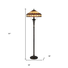 Load image into Gallery viewer, Two Light Traditional Shaped Floor Lamp With Purple And Ivory Abstract Tiffany Glass Empire Shade - Bronze