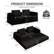 Load image into Gallery viewer, Convertible Sleeper Sofa Bed With Cylindrical Pillow, Fixed Shape Frame